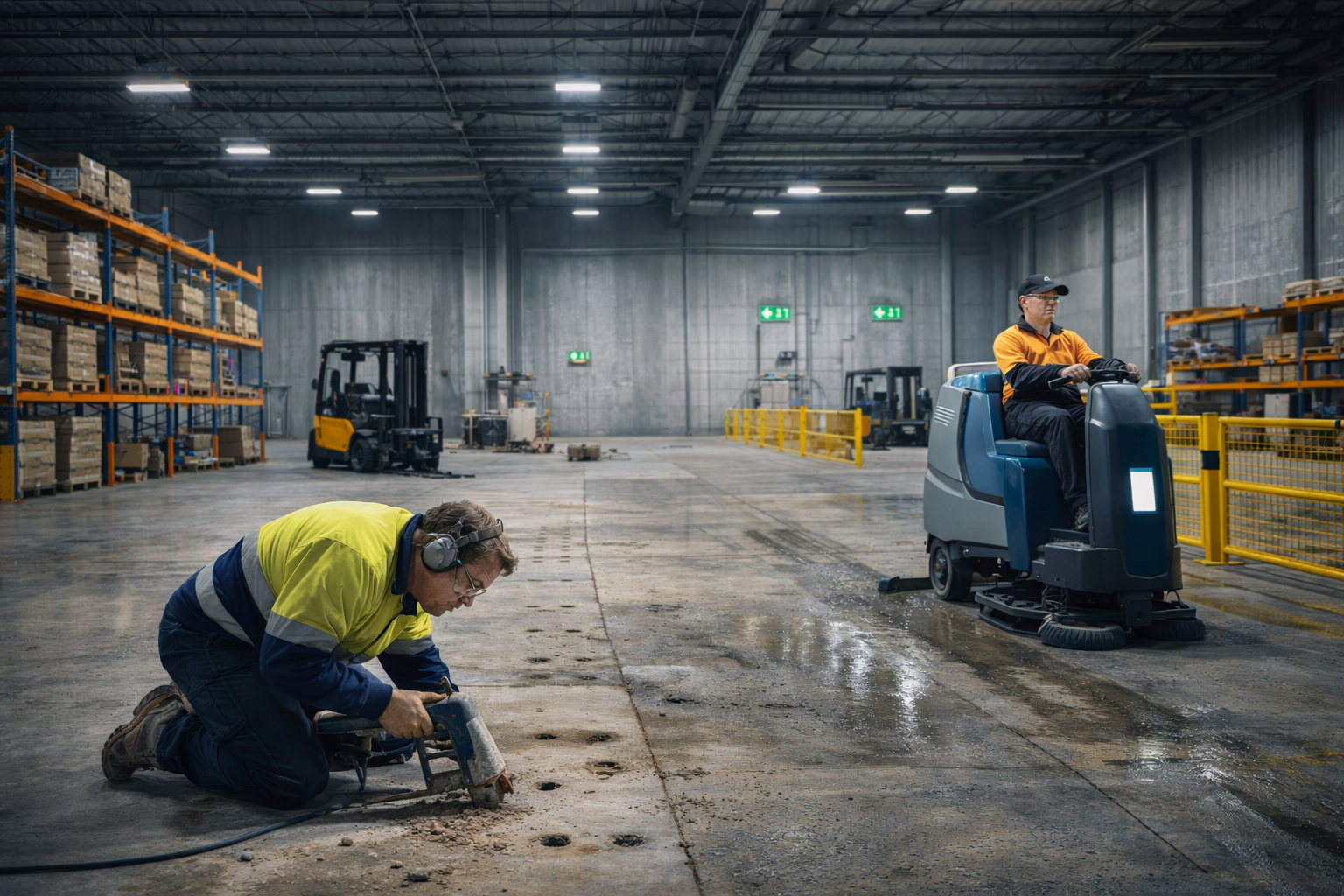 Under Racking Cleaning Warehouse Make-Goods: Floor Repairs, Racking Removal and Cleaning | NMGS